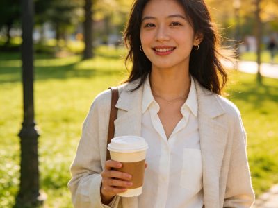 公园咖啡时光：4个拿咖啡的pose，在阳光下拍出氛围感